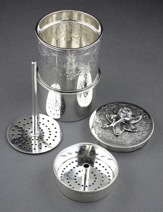 Rare Victorian Silver Coffee Percolator - Walter Morisse